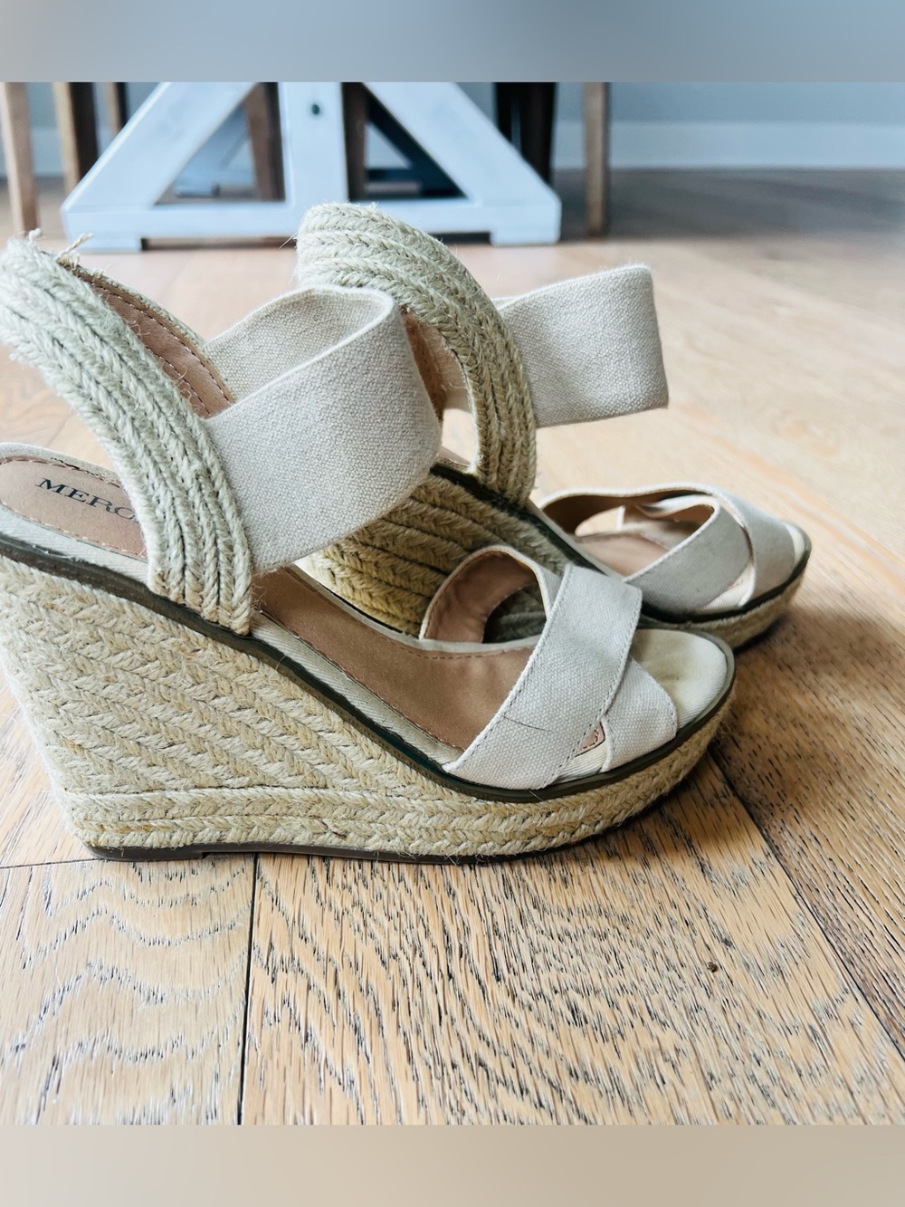 Espadrille Wedge Sandals in Natural Cream - Women's Summer Heels